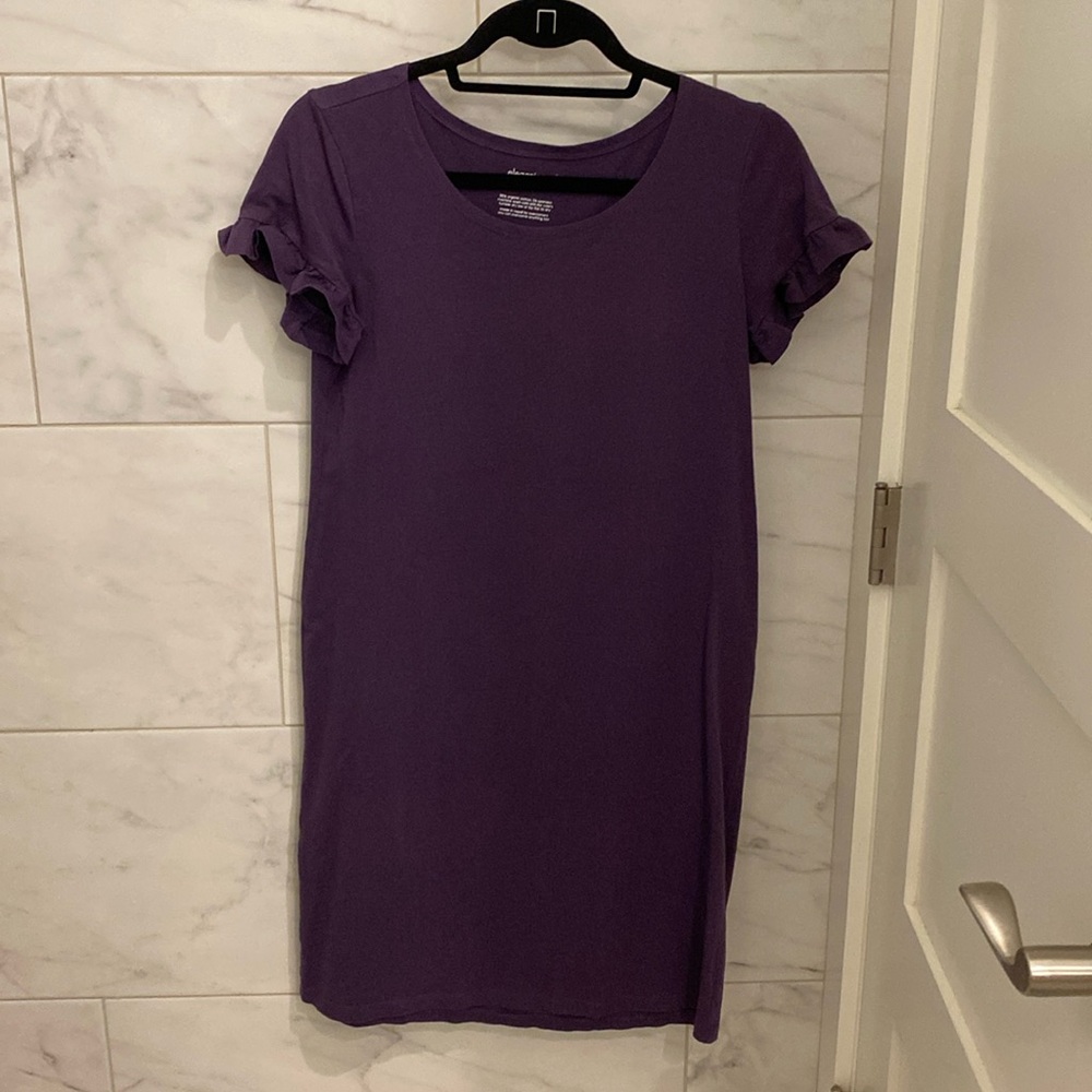 Elegantees purple xs dress with ruffle sleeves